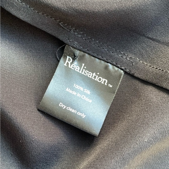 Realisation Par Lea Silk Sheer Cap Sleeve A Line Mini Dress Black - Picture 10 of 11